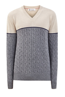 Джемпер из шерсти и кашемира с фактурным узором Brunello Cucinelli