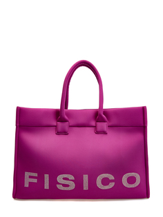 Мягкая сумка-шоппер с логотипом из мерцающих стразов Fisico
