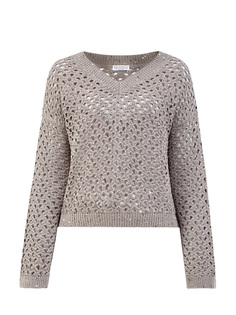 Джемпер Dazzling из хлопка, льна и шелка с пайетками Brunello Cucinelli