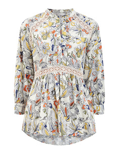 Блуза из дышащего хлопка с ажурным декором и принтом Ermanno Firenze