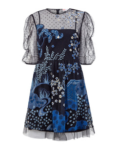 Легкое платье из тюля с мотивом Asian Toile de Jouy Red Valentino