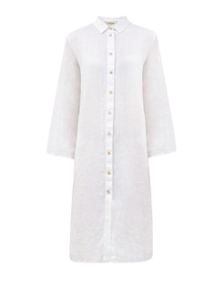 Льняное платье-рубашка с карманами и французским воротом Gran Sasso