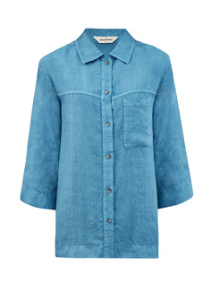 Льняная рубашка-oversize с накладным карманом Gran Sasso