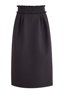 Черная юбка-колокол длины миди с фактурным поясом ручной отделки Valentino
