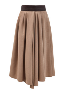 Асимметричная юбка с принтом в полоску и заложенными складками Brunello Cucinelli