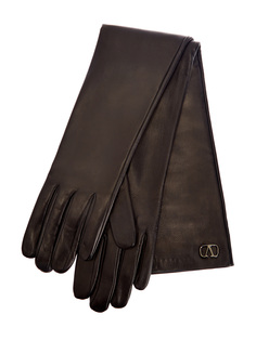 Перчатки из кожи наппа с рутениевым покрытием фурнитуры Valentino