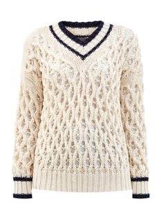 Хлопковый пуловер узорной вязки с мерцающими пайетками Lorena Antoniazzi
