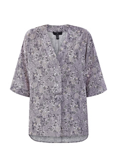 Шелковая блуза свободного кроя с V-образным вырезом Re Vera