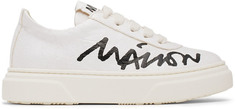 Детские белые кроссовки с курсивным логотипом MM6 Maison Margiela