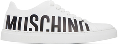 Белые кроссовки с принтом Moschino