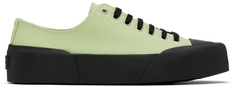 Зелено-черные кроссовки из плотной ткани Jil Sander