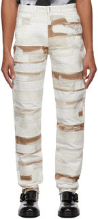 Бело-бежевые джинсы в стиле пэчворк Givenchy