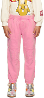 Детские розовые брюки для отдыха, окрашенные в готовом виде GCDS Kids