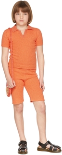 Детская оранжевая футболка-поло из букле Misha &amp; Puff