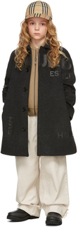 Детское серое пальто Horseferry из натуральной шерсти и кашемира Burberry