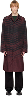 Бордовое пальто с графичным принтом Dries Van Noten