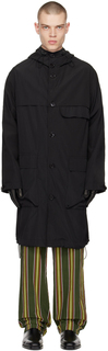 Черное пальто с кулиской Dries Van Noten