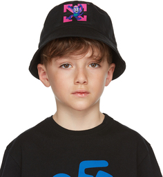 Детская черная шляпа-ведро Monster Off-White