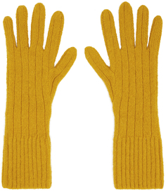 Желтые ребристые перчатки Dries Van Noten