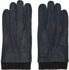 Темно-синие перчатки из оленьей кожи Paul Smith