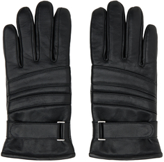 Черные кожаные перчатки Hugo