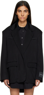 Черный свободный пиджак с драпировкой Alexander Wang