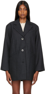 Серый однобортный пиджак GANNI