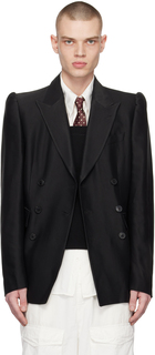 Черный двубортный пиджак Dries Van Noten