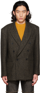 Эксклюзивный коричневый двубортный пиджак SSENSE DRAE