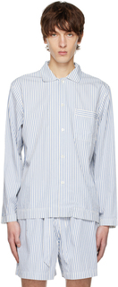 Бело-синяя пижамная рубашка в полоску Tekla