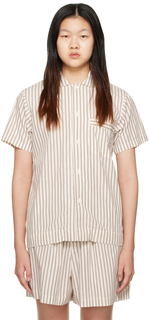 Off-White и коричневая пижамная рубашка с коротким рукавом Tekla