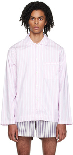 Пижамная рубашка с длинным рукавом в розовую полоску Tekla
