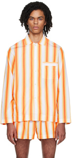 Пижамная рубашка с длинным рукавом в оранжевую полоску Tekla