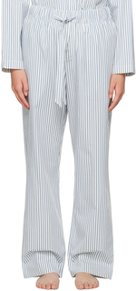 Off-White и синие пижамные штаны с кулиской Tekla