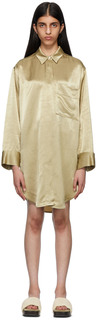 Бежевое мини-платье из плиссированной ткани by Malene Birger