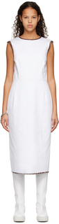 Белое джинсовое платье-миди с эффектом потертости Raf Simons