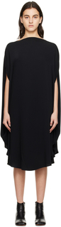 Черное платье-миди с прямым вырезом MM6 Maison Margiela