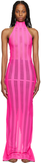 Розовое платье-макси с лазерной резкой FAL-ASH