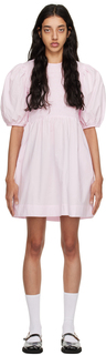 Розовое присборенное мини-платье GANNI