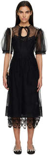 Черное платье-миди с завязками на воротнике Simone Rocha