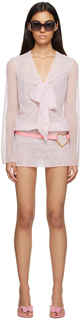Розовое прозрачное мини-платье Blumarine