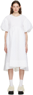 Белое платье-миди с пышными рукавами Simone Rocha