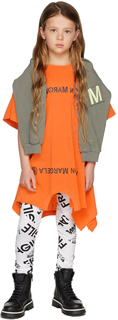 Детское оранжевое платье-футболка с зеркальным эффектом MM6 Maison Margiela