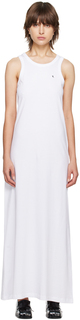 Белое платье-макси с нашивками Raf Simons