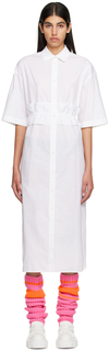Белое платье-миди с короткими рукавами MSGM