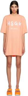 Оранжевое мини-платье с круглым вырезом MSGM