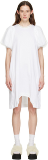 Белое платье-миди с рюшами Simone Rocha