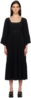 Черное многослойное платье-макси See by Chloé