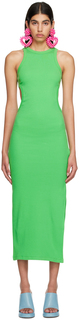 Зеленое платье-миди с вырезом MSGM