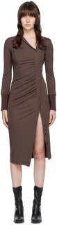 Серое асимметричное платье-миди-рубашка Helmut Lang